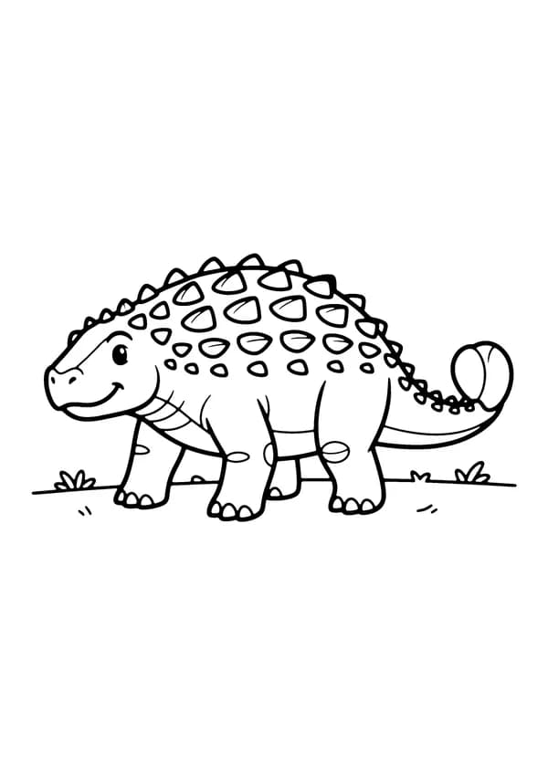 Printable hand-drawn Ankylosaurus with Club Tail coloring page