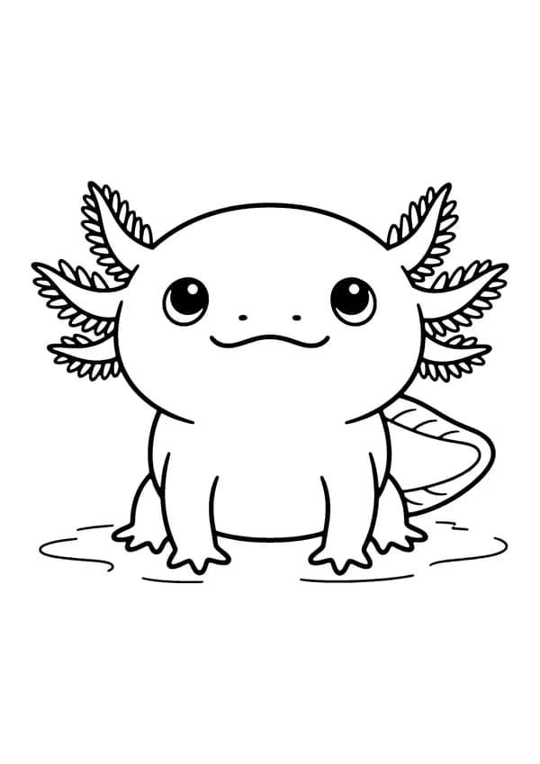 Printable hand-drawn Baby Axolotl coloring page
