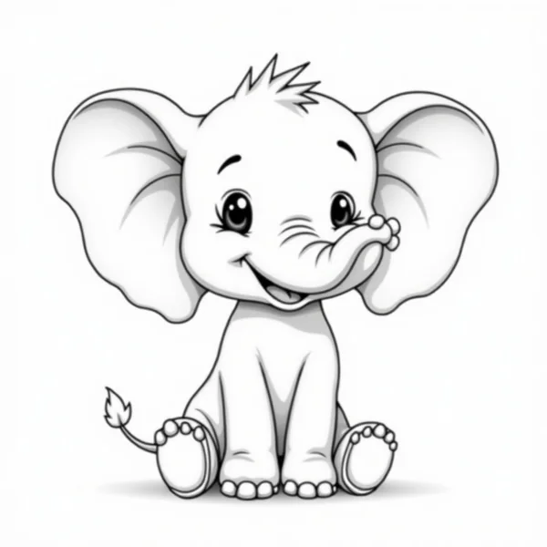 Baby Elephant — free printable animals coloring page for kids and adults. coloring page in Animals