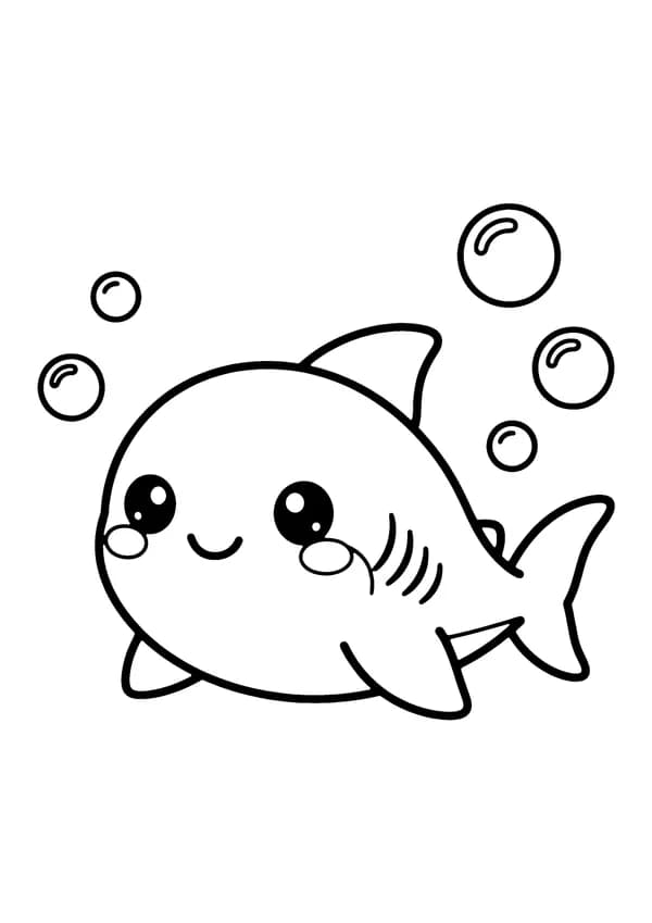Printable hand-drawn Baby Shark coloring page