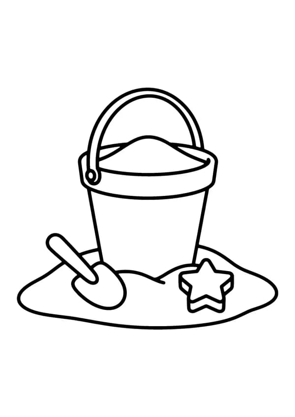 Printable hand-drawn Bucket and Spade Set coloring page