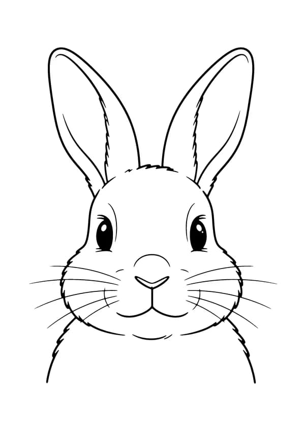 Printable hand-drawn Bunny Face Close-Up coloring page