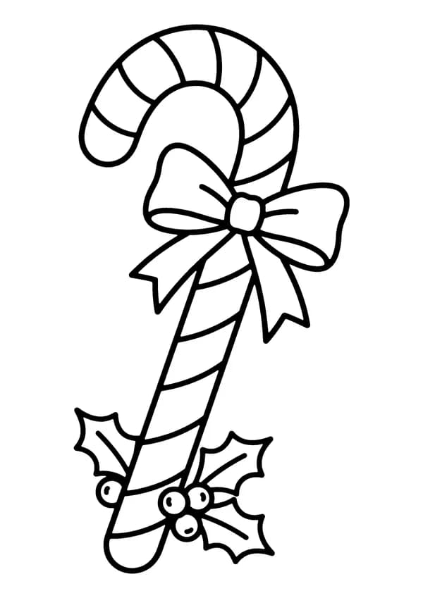 Printable hand-drawn Candy Cane Close-Up coloring page