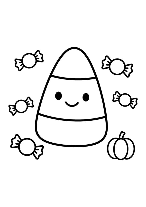 Printable hand-drawn Candy Corn Close-Up coloring page