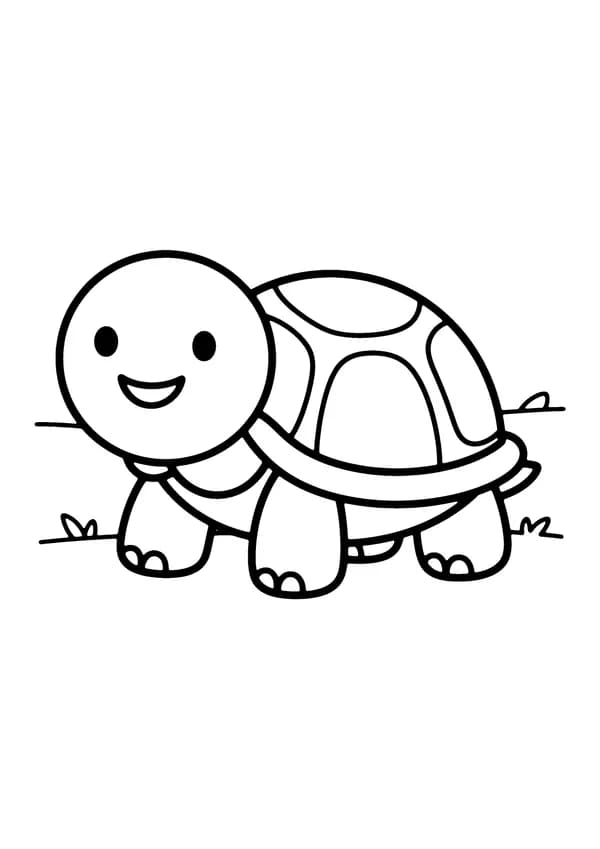 Printable hand-drawn Cartoon Toddler Turtle coloring page