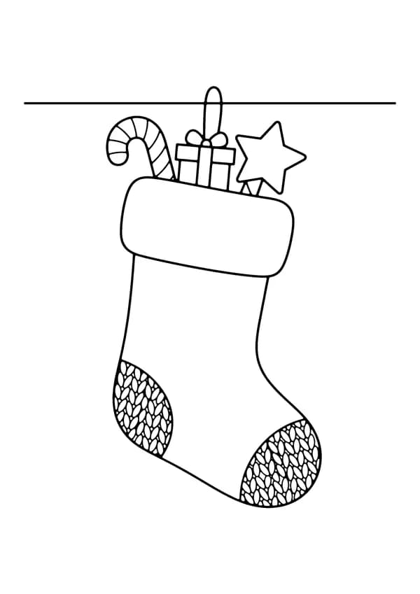 Printable hand-drawn Christmas Stocking coloring page
