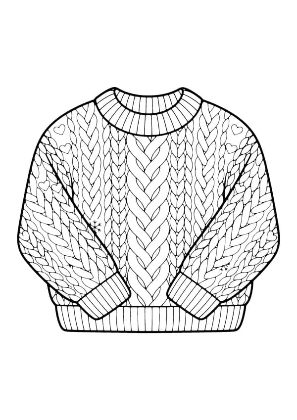 Printable hand-drawn Chunky Knitted Sweater coloring page
