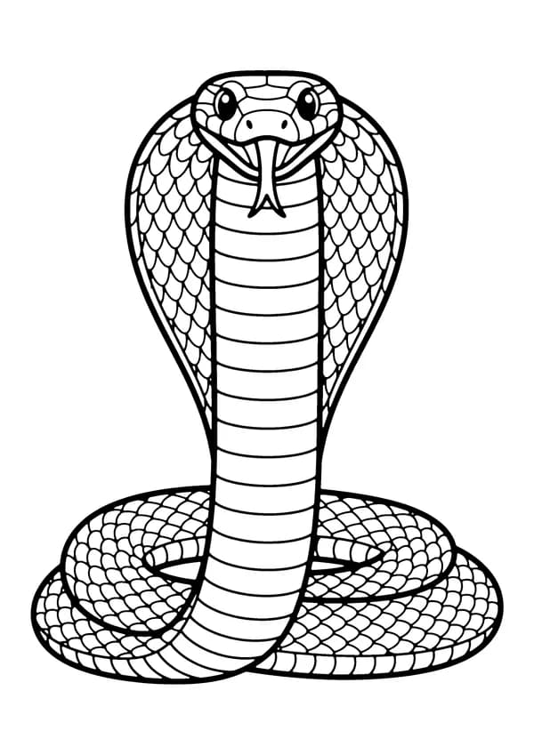 Printable hand-drawn Coiled Cobra coloring page