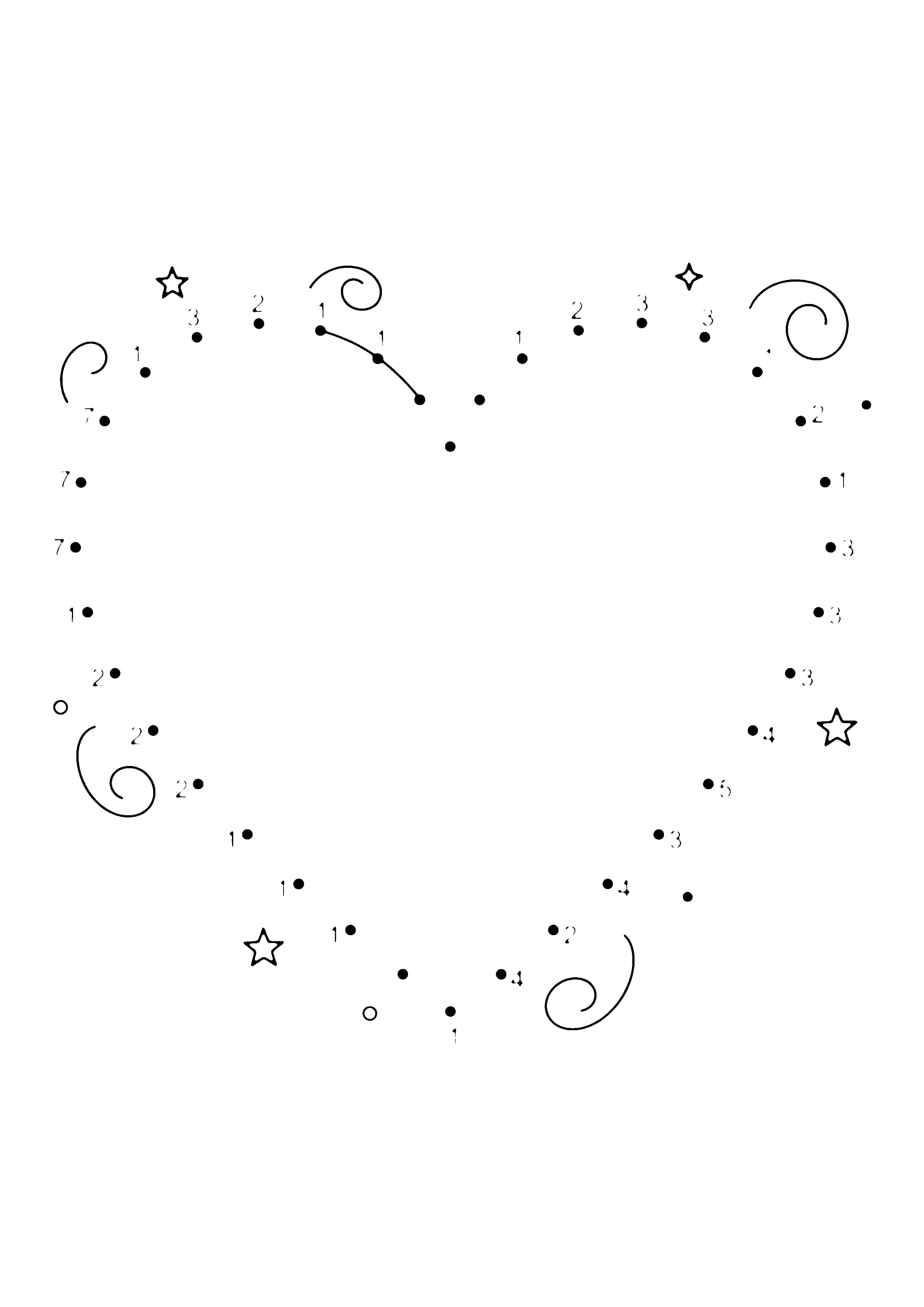 Printable hand-drawn Connect-the-Dots Heart coloring page