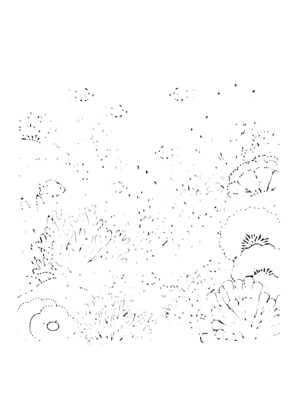 Printable hand-drawn Coral Reef Scene coloring page