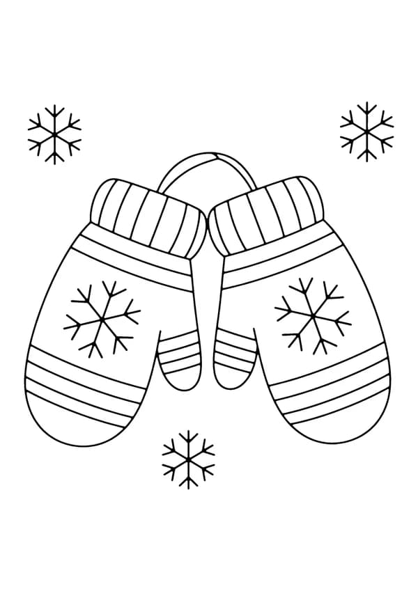 Printable hand-drawn Cozy Winter Mittens coloring page