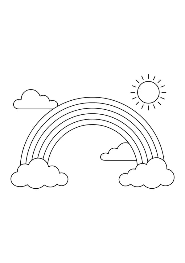 Printable hand-drawn Double Rainbow coloring page