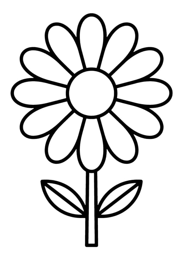 Printable hand-drawn Easy Daisy coloring page