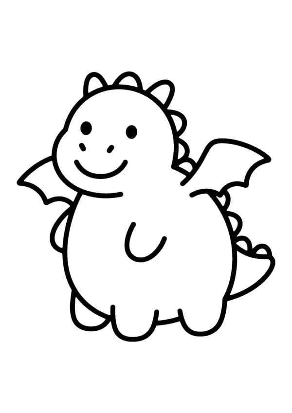 Printable hand-drawn Easy Toddler Dragon coloring page