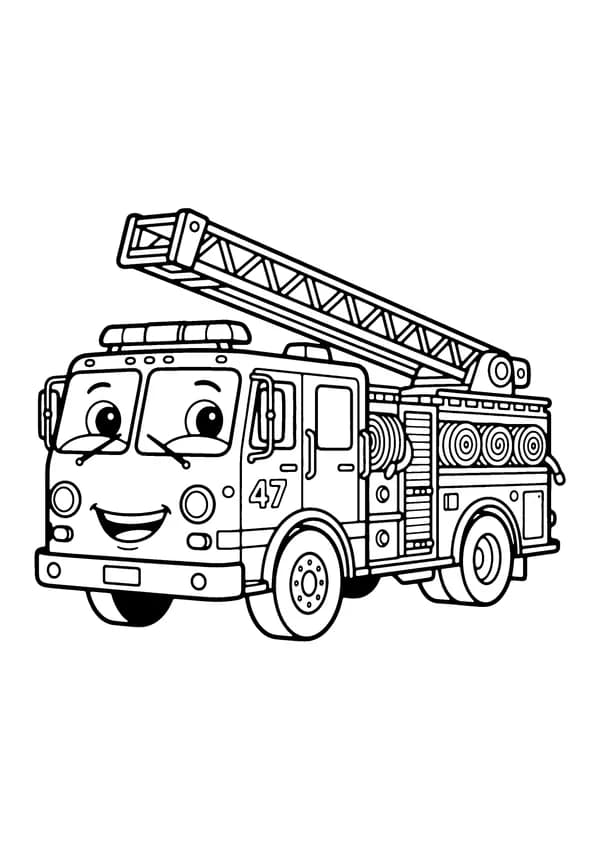 Printable hand-drawn Fire Truck coloring page