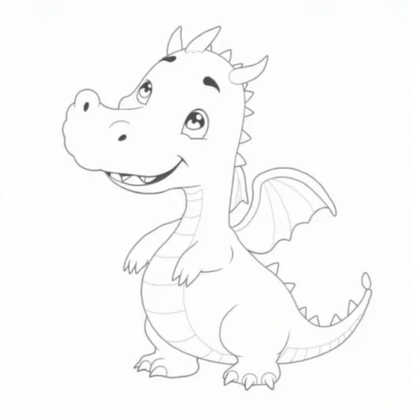 Friendly Dragon — free printable fantasy coloring page for kids and adults. coloring page in Fantasy