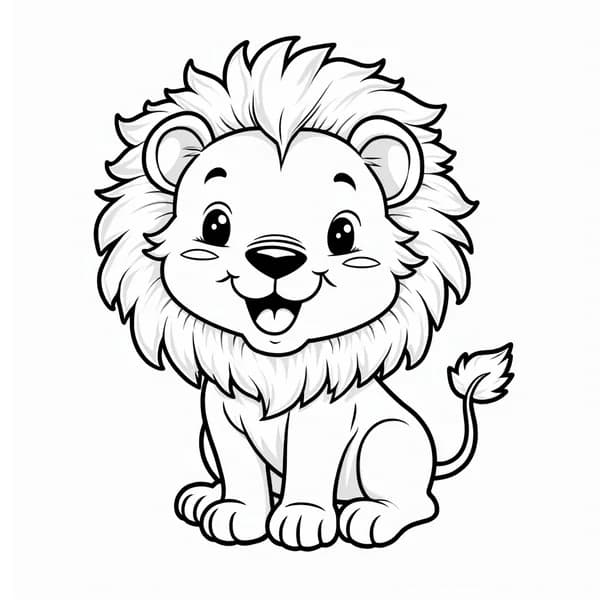 Friendly Lion — free printable animals coloring page for kids and adults. coloring page in Animals