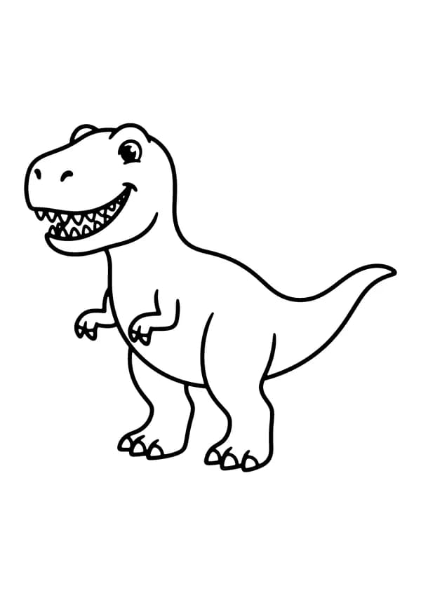 Printable hand-drawn Friendly T-Rex coloring page