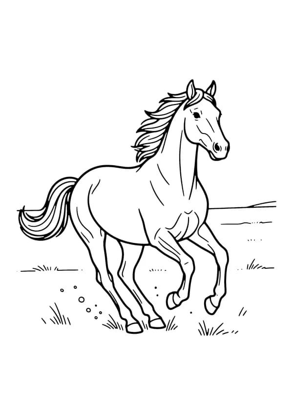 Printable hand-drawn Galloping Horse coloring page
