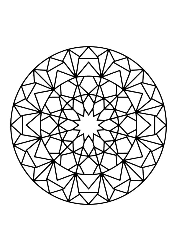 Printable hand-drawn Geometric Mandala coloring page