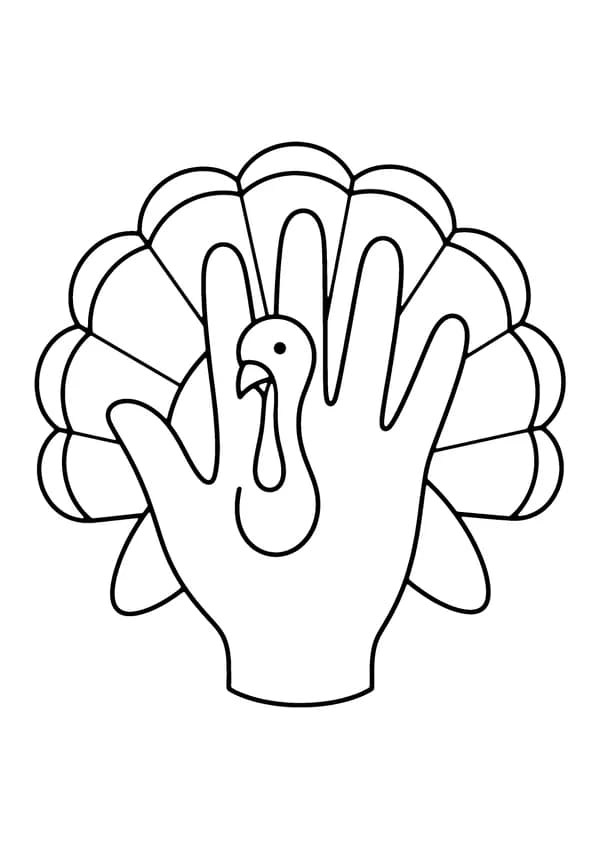 Printable hand-drawn Hand Turkey coloring page