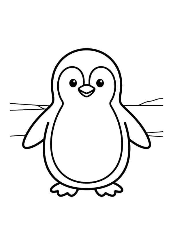 Printable hand-drawn Happy Penguin coloring page