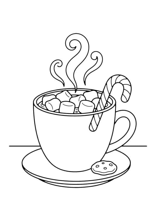 Printable hand-drawn Hot Cocoa Mug coloring page
