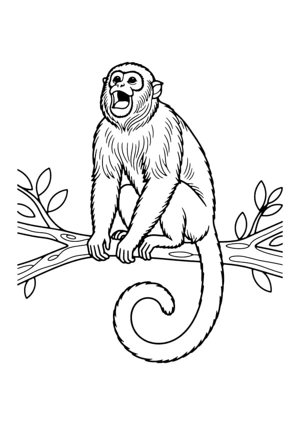 Printable hand-drawn Howler Monkey Calling coloring page