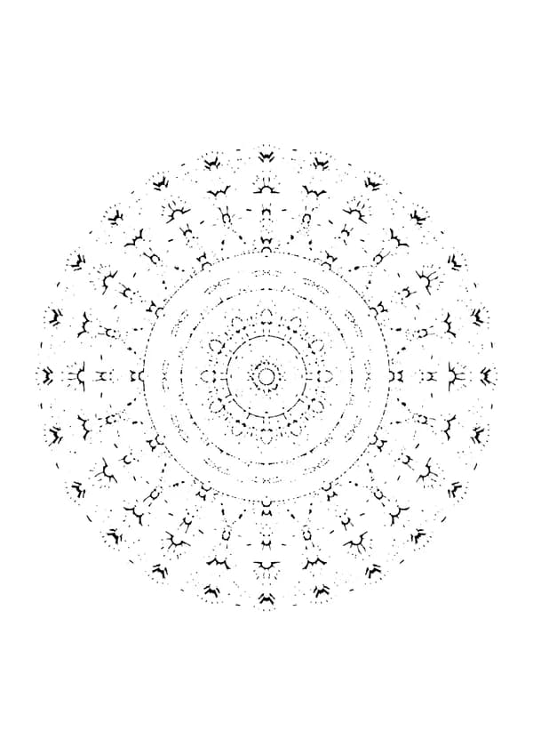 Printable hand-drawn Intricate Detailed Mandala coloring page for adults