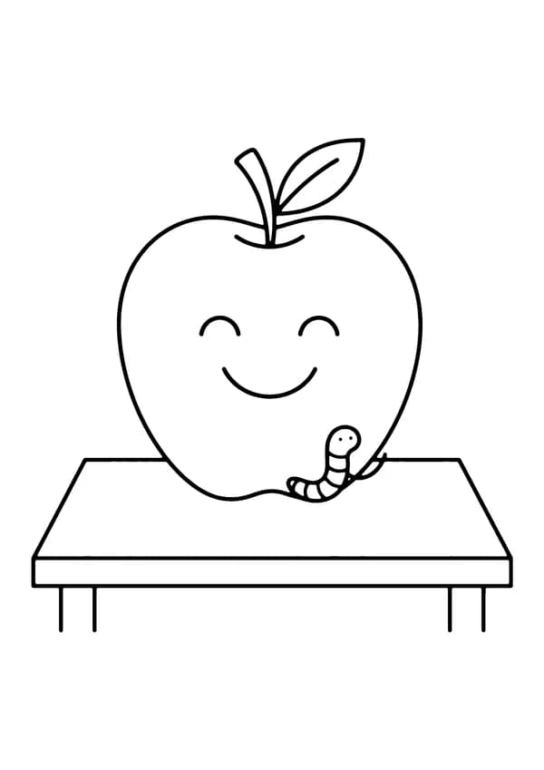 Printable hand-drawn Kindergarten Apple for Teacher coloring page