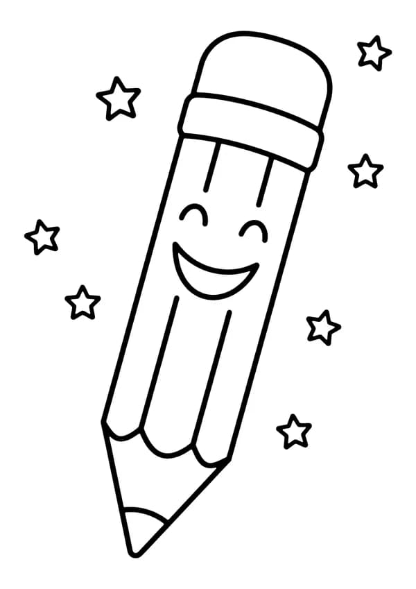 Printable hand-drawn Kindergarten Pencil Close-Up coloring page