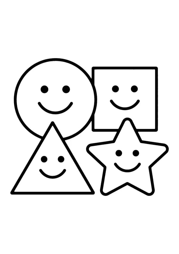 Printable hand-drawn Kindergarten Shapes coloring page