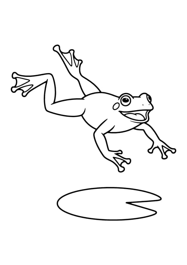 Printable hand-drawn Leaping Frog coloring page