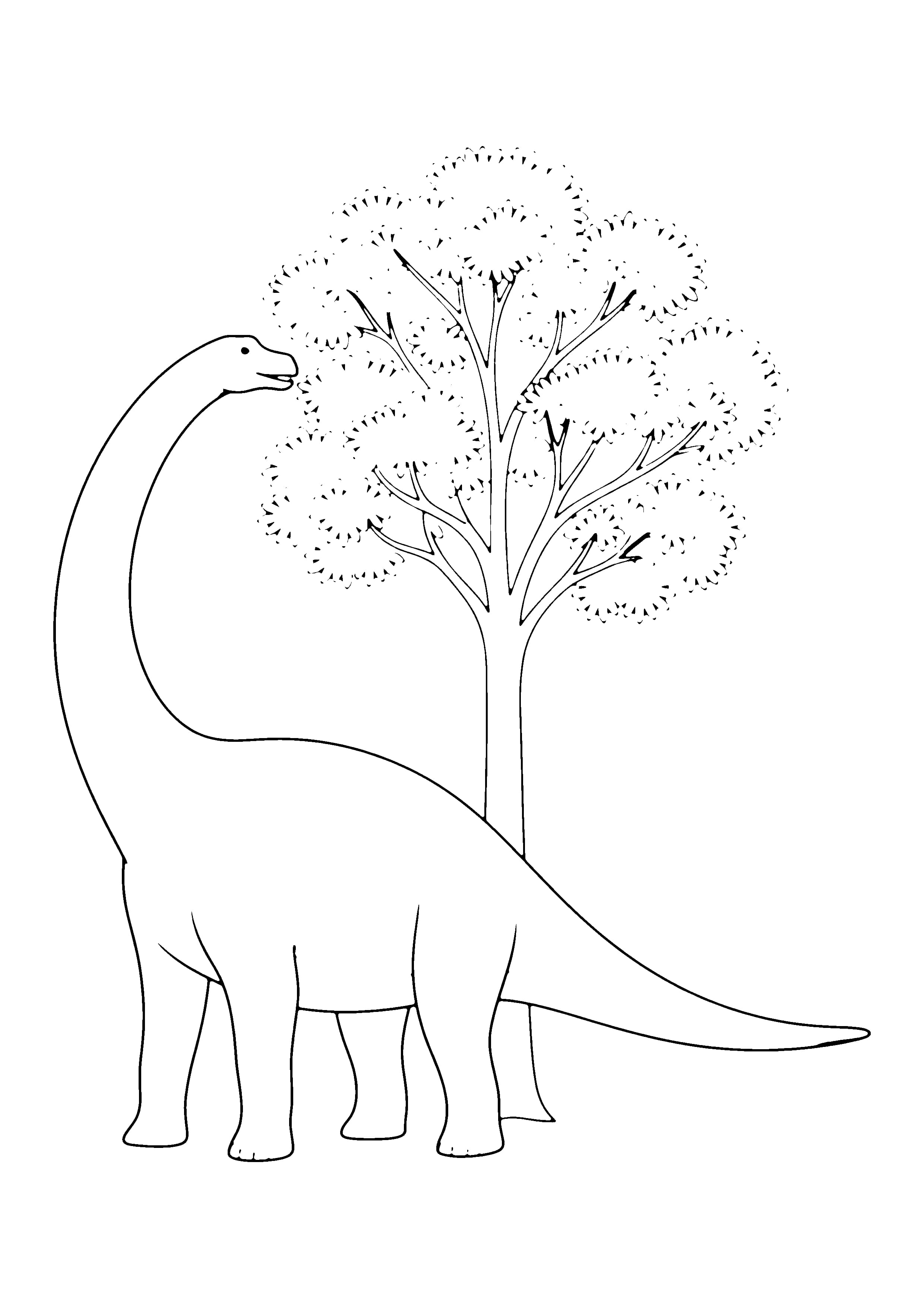 Printable hand-drawn Long-Neck Brachiosaurus coloring page