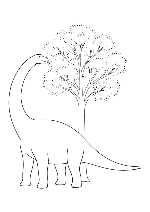 Printable hand-drawn Long-Neck Brachiosaurus coloring page