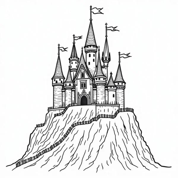 Magic Castle — free printable fantasy coloring page for kids and adults. coloring page in Fantasy