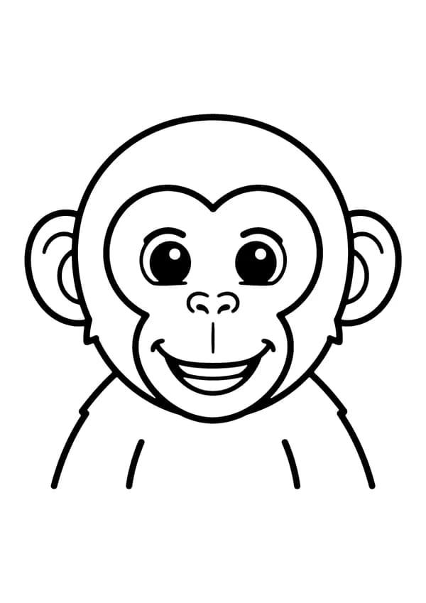 Printable hand-drawn Monkey Face Close-Up coloring page