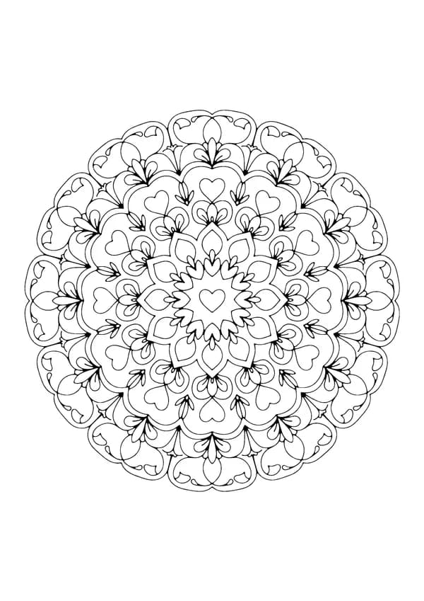 Printable hand-drawn Mother's Day Flower Mandala coloring page