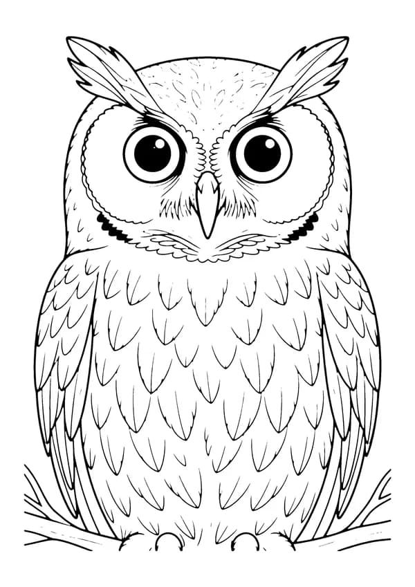 Printable hand-drawn Owl Portrait coloring page