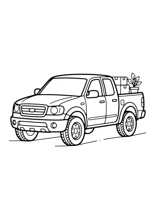 Printable hand-drawn Pickup Truck coloring page