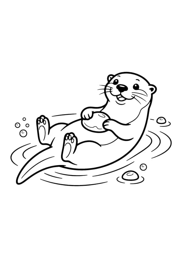 Printable hand-drawn Playful Otter coloring page