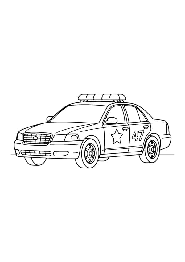 Printable hand-drawn Police Car coloring page