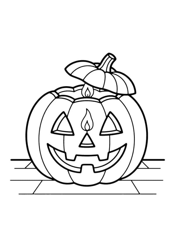 Printable hand-drawn Pumpkin with Candle coloring page