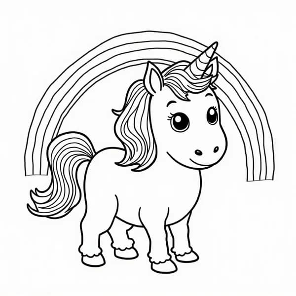 Rainbow Unicorn — free printable unicorn coloring page for kids and adults. coloring page in Unicorn