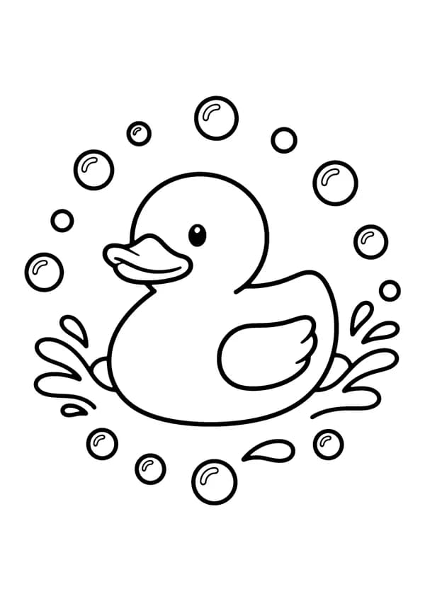 Printable hand-drawn Rubber Duck coloring page