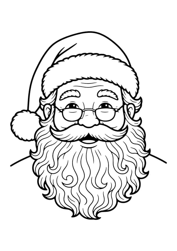 Printable hand-drawn Santa Face Close-Up coloring page