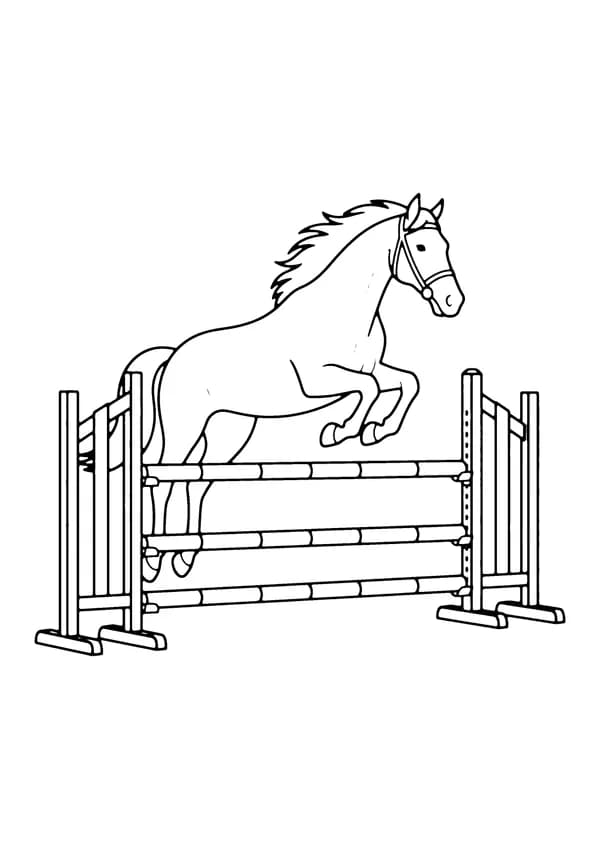 Printable hand-drawn Show Jumping Horse coloring page