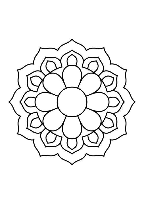 Printable hand-drawn Simple Mandala for Beginners coloring page