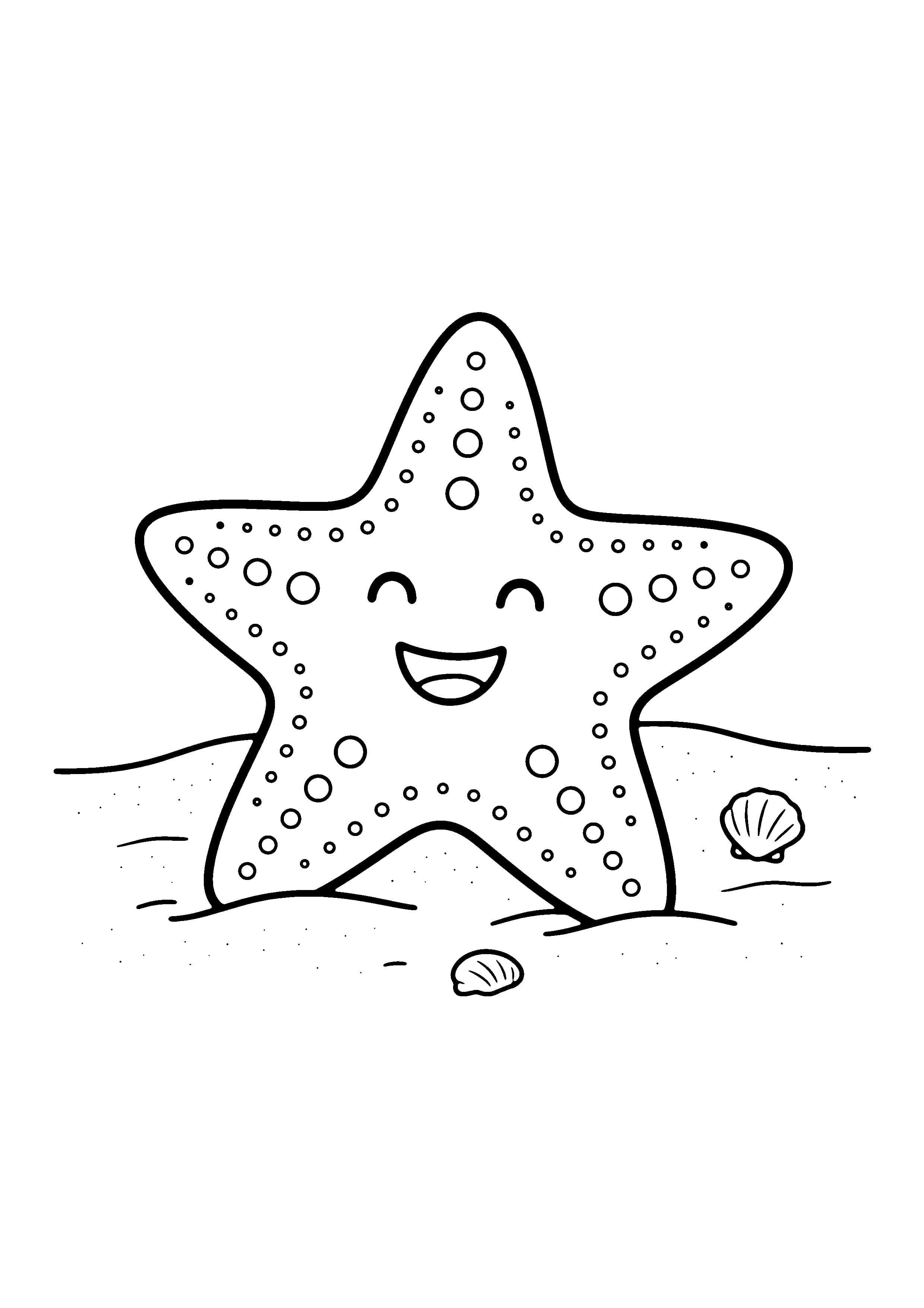 Printable hand-drawn Smiling Starfish coloring page