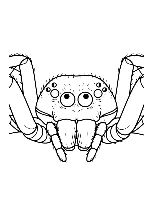 Printable hand-drawn Spider Face Close-Up coloring page